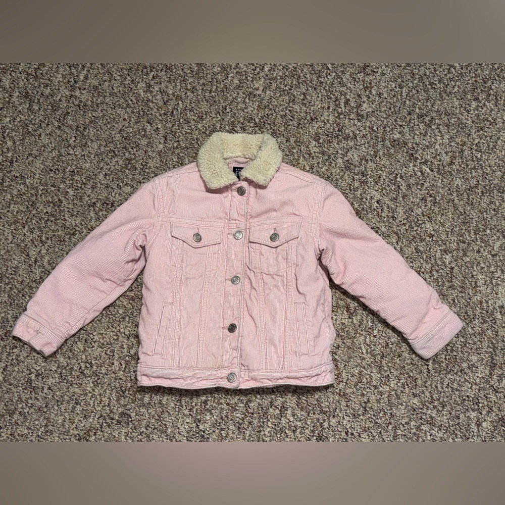Girls size 5 5T coat jacket GAP Pink Jean Jacket with Cream
